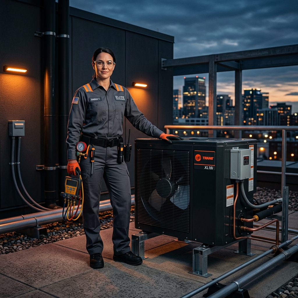 HVAC Technician working on a unit